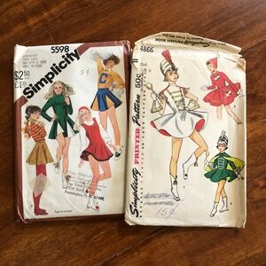 2 Vintage Majorette skater, Cheerleader Costume Sewing Patterns